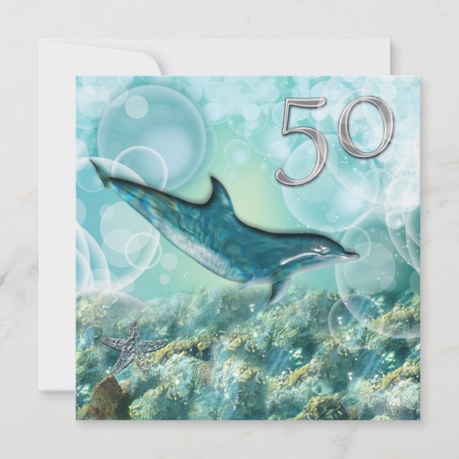 50th beach tropical birthday party invitation (Front)