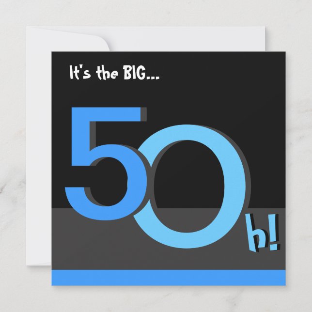 50th Big 5Oh! Birthday Party Invitation -blue (Front)