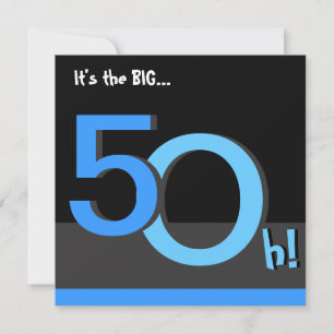 50th Big 5Oh! Birthday Party Invitation -blue