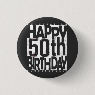 50th birth anniversary celebration 3 cm round badge