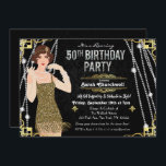 50th Birthday 1920s Gatsby Flapper Girl Birthday  Invitation<br><div class="desc">Celebrate like they did in the Swinging Twenties with our fabulous,  Gatsby-inspired invitation. Whether you’re planning a bachelorette party or a birthday party,  take your event back in time to the fabulous era of Art Deco and lavish living.</div>