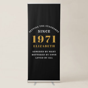 50th Birthday 1971 Black Gold For Her Personalised Retractable Banner