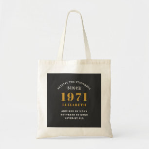 50th Birthday 1971 Black Gold For Her Personalized Tote Bag
