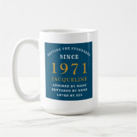 50th Birthday 1971 Blue Gold For Her Personalised