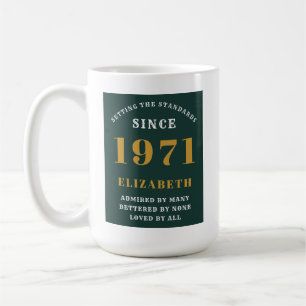 50th Birthday 1971 Green Gold For Her Personalised Coffee Mug
