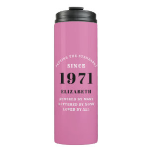 50th Birthday 1971 Pink Black For Her Personalised Thermal Tumbler