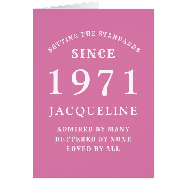 50th Birthday 1971 Pink White For Her Personalised (Front)