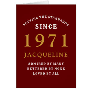 50th Birthday 1971 Red Gold For Her Personalised