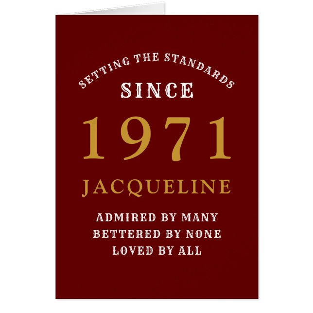 50th Birthday 1971 Red Gold For Her Personalised (Front)