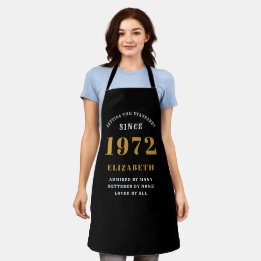 50th Birthday 1972 Black Gold For Her Personalised Apron