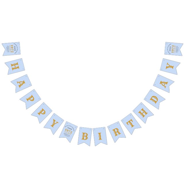 50th Birthday 1972 Blue Gold Name Chic Bunting (All)