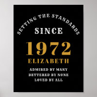 50th Birthday 1972 Elegant Black Gold Chic