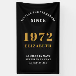 50th Birthday 1972 Elegant Chic Gold Black Banner