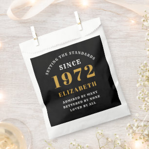 50th Birthday 1972 Elegant Gold Black Chic Favour Bags