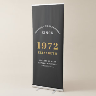 50th Birthday 1972 Elegant Gold Black Chic Retractable Banner