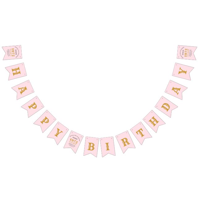 50th Birthday 1972 Pink Gold Name Chic Bunting (All)