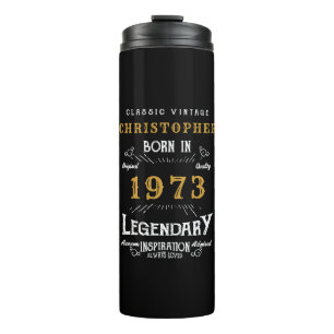 50th Birthday 1973 Legendary Black Gold Add Name Thermal Tumbler