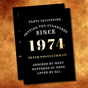 50th Birthday 1974 Black Gold Personalised For Him