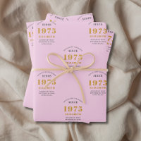 50th Birthday 1975 Add Name Pink Grey