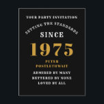 50th Birthday 1975 Black Gold Postcard<br><div class="desc">Elegant Black and Gold 50th Birthday Invitation - Create Your Own Personalised Design. Setting the stage for a remarkable celebration starts with the perfect invitation. Our elegant black and gold 50th birthday invitation is the perfect choice for this milestone event. Bathed in black for a touch of sophistication and adorned...</div>