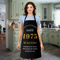 50th Birthday 1975 Name Chic Elegant Black Gold