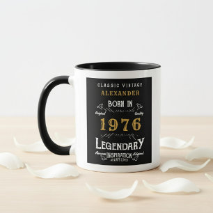 50th Birthday 1976 Legend Retro Black Personalized Mug