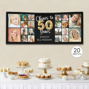 50th Birthday 20 Photo Collage Cheers to 50 Years Banner