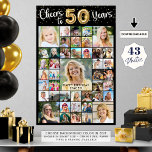 50th Birthday 43 Photo Collage Cheers to 50 Years Poster<br><div class="desc">Create a 50th birthday photo memory display poster print utilising this easy-to-upload photo collage template with 43 pictures of him or her through the years for a fun birthday party decoration and commemorative keepsake. The design features the title CHEERS TO 50 YEARS with gold foil balloon numbers and your custom...</div>