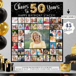 50th Birthday 45 Photo Collage Cheers to Years Poster<br><div class="desc">Create a 50th birthday photo memory display poster print utilising this easy-to-upload photo collage template with 45 pictures of him or her through the years for a fun birthday party decoration and commemorative keepsake. The design features the title CHEERS TO 50 YEARS with gold foil balloon numbers and your custom...</div>