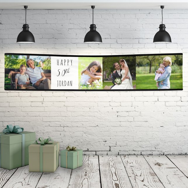 50th Birthday 4 Photo Strip Personalised Banner (Creator Uploaded)