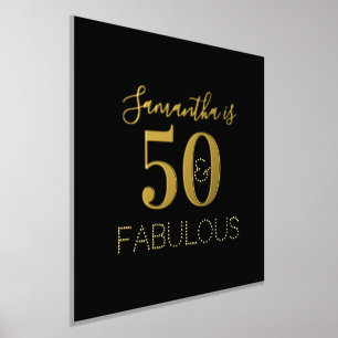 50th Birthday 50 and fabulous Birthday Black Gold Foil Prints