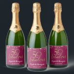 50th birthday 50 and fabulous Gold Magenta Pink Sparkling Wine Label<br><div class="desc">Celebrate the golden milestone with elegance and style using our "50 and Fabulous" Gold, Magenta, and Pink Sparkling Wine Label, designed exclusively for the fabulous 50th birthday bash! These sophisticated labels are the perfect blend of glamour and festivity, tailored to add a personalised touch to your sparkling wine bottles. Crafted...</div>