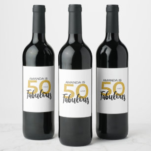 50th Birthday 50 and Fabulous Party Wine Label