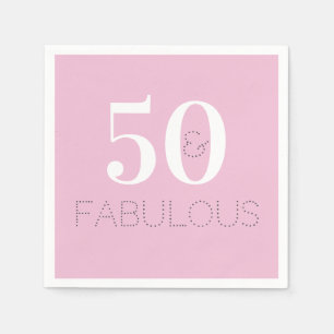 50th Birthday 50 and fabulous Pink Birthday Party Napkin