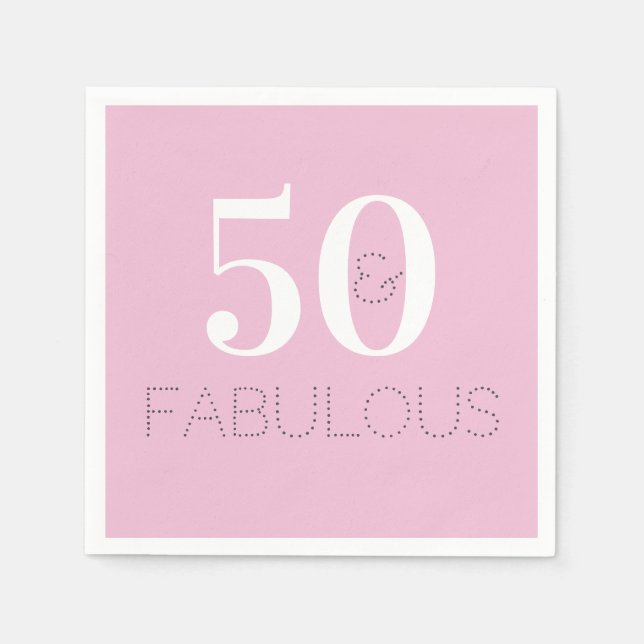 50th Birthday 50 and fabulous Pink Birthday Party Napkin (Front)