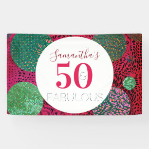 50th Birthday 50 and Fabulous Unique Party Banner