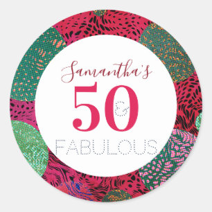 50th Birthday 50 and Fabulous Unique Party Classic Round Sticker