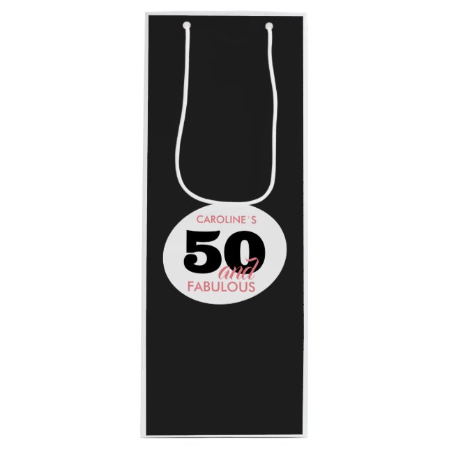 50th Birthday 50 and Fabulous  Wine Gift Bag (Front)
