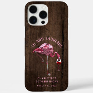 50th Birthday 50 and Fabulous Wood Look Custom iPhone 16 Pro Max Case