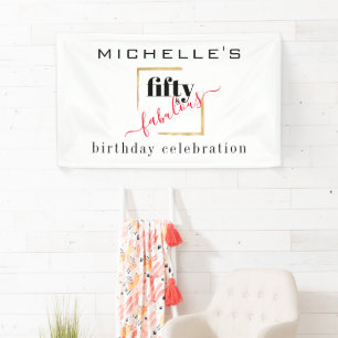 50th Birthday 50 & Fabulous Elegant Black Gold Banner