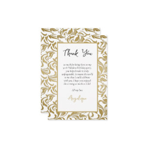 50th Birthday 50 Fabulous Gold Leaves Swirl Image Thank You Card