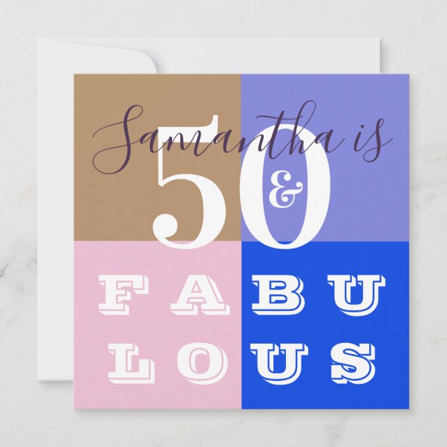 50th Birthday 50 fabulous Modern Birthday Party Invitation (Front)