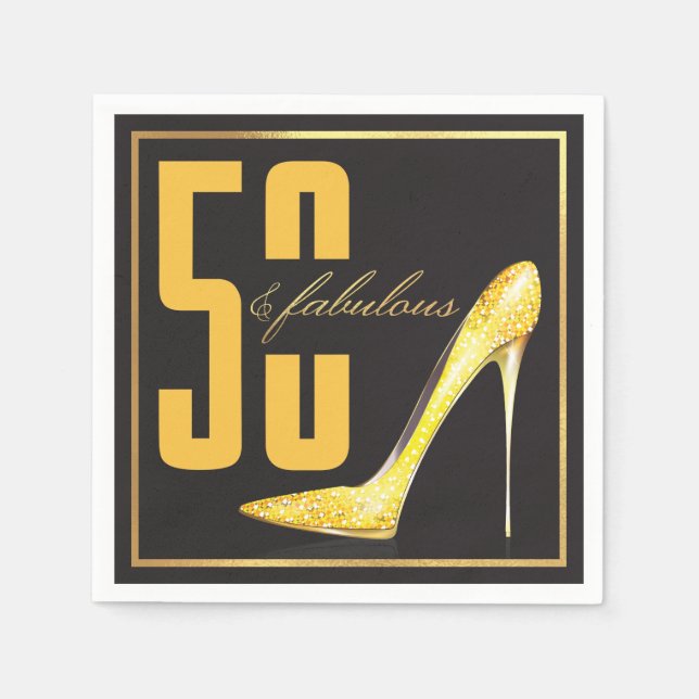 50th Birthday 50 & Fabulous Party Napkin (Front)