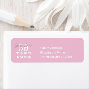 50th Birthday 50 fabulous Pink Grey Return Address