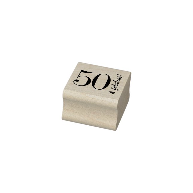 50th Birthday 50 & Fabulous Typography Rubber Stamp (Stamp)