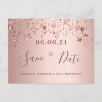 50th birthday 50 rose gold stars save the date