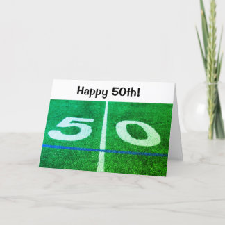 50th Birthday 50-yard line football field Card