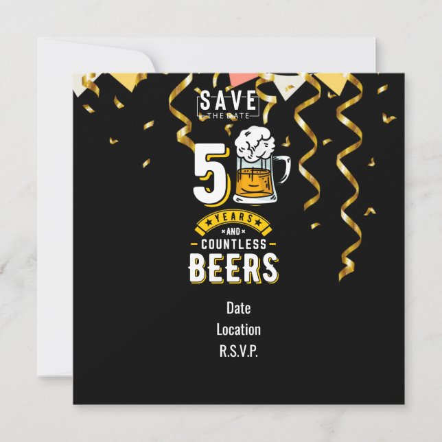 50th Birthday 50 Years & Countless Beers  Save The Date (Front)
