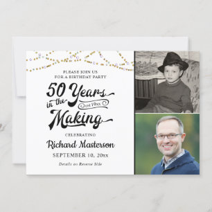 50th Birthday 50 YEARS IN THE MAKING Black Gold Invitation