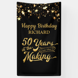 50th Birthday 50 YEARS IN THE MAKING Gold Stars Banner